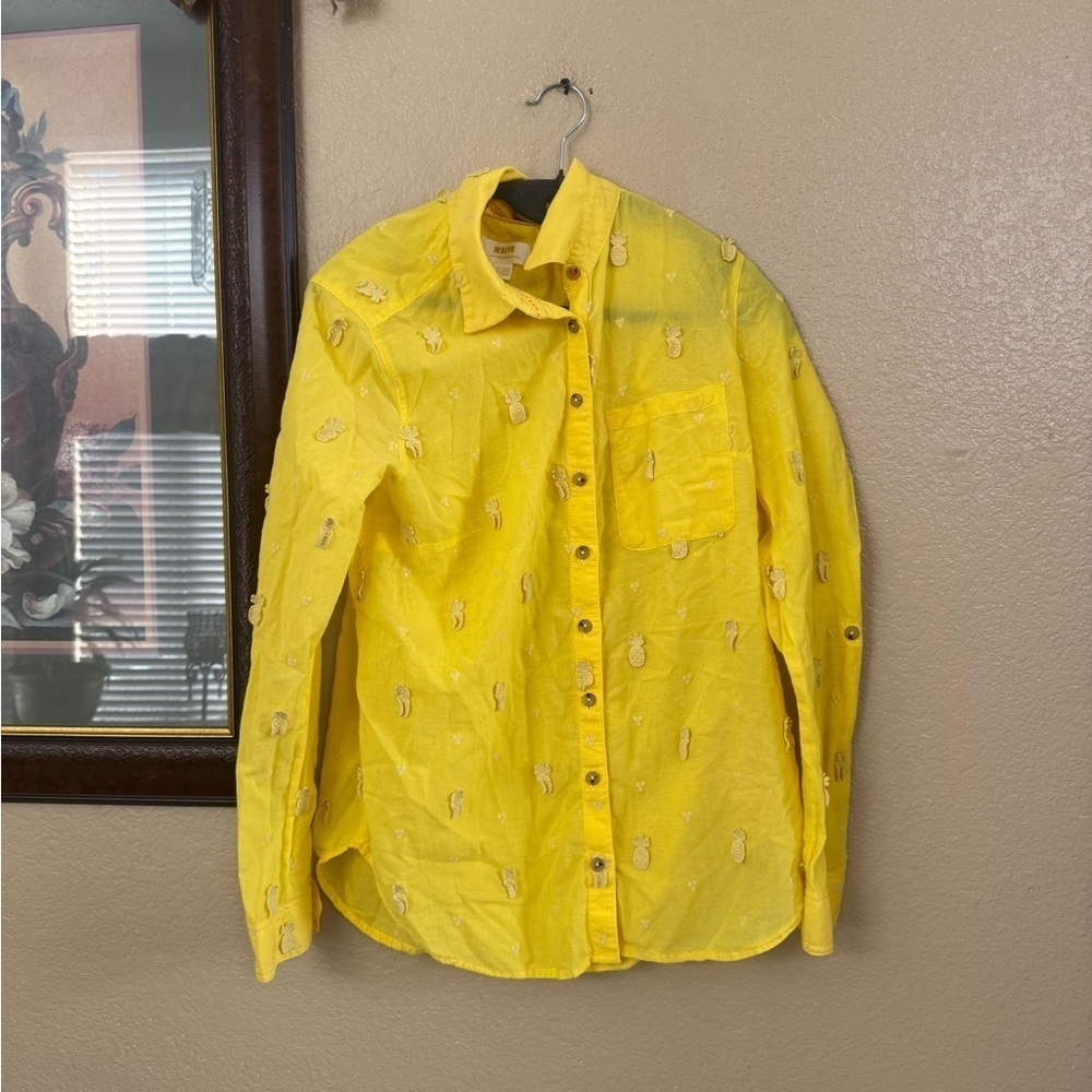 Anthropologie Maeve Classic Embroidered Buttondown Size 6 - Picture 4 of 6